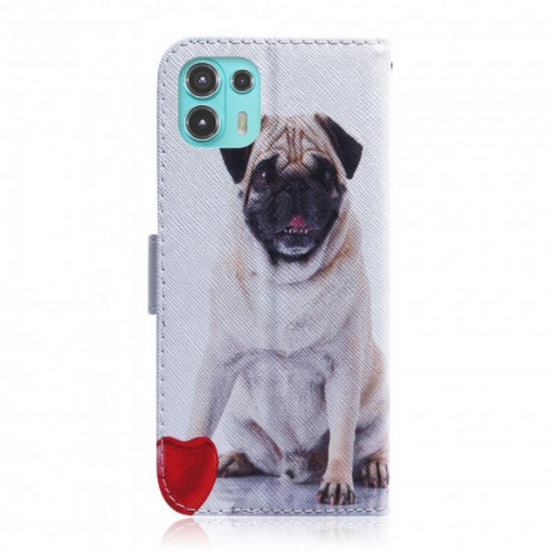 Lærdeksel Folio Deksel Motorola Edge 20 Lite Mobildeksel Pug Dog