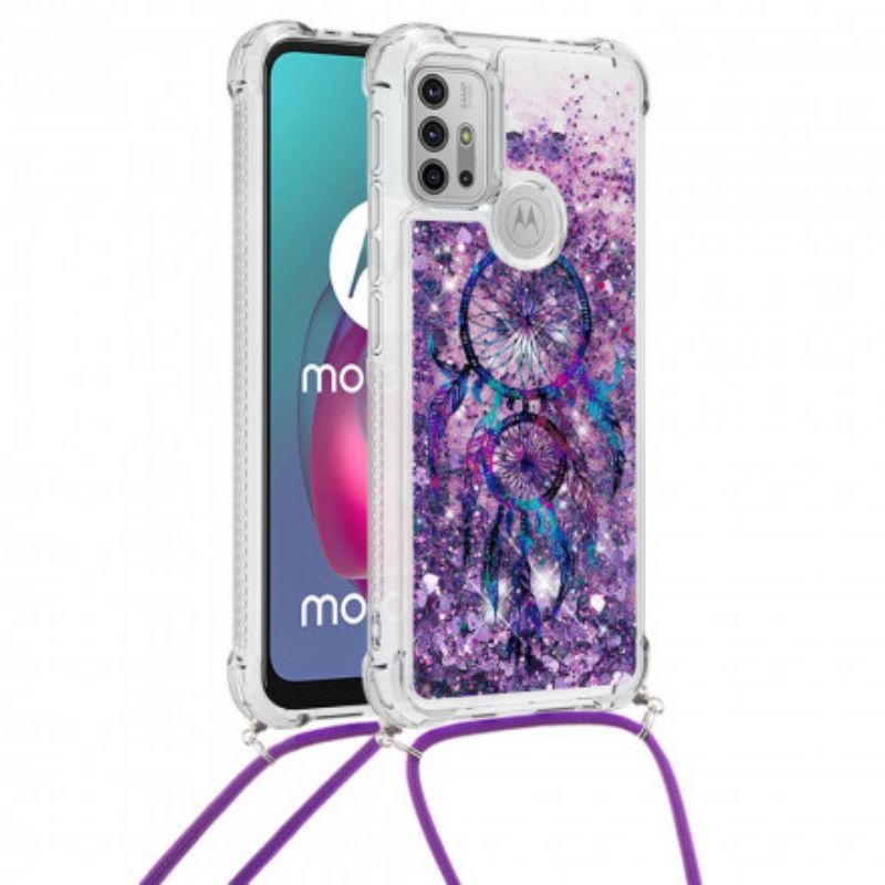 Deksel Moto G30 / G10 Mobildeksel Glitter Drawstring Dream Catcher