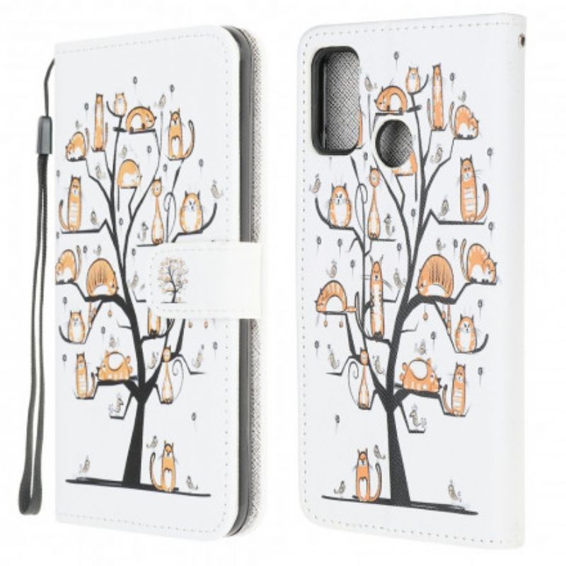 Folio Deksel Moto G30 / G10 Funky Cats Strappy Beskyttelse Deksel