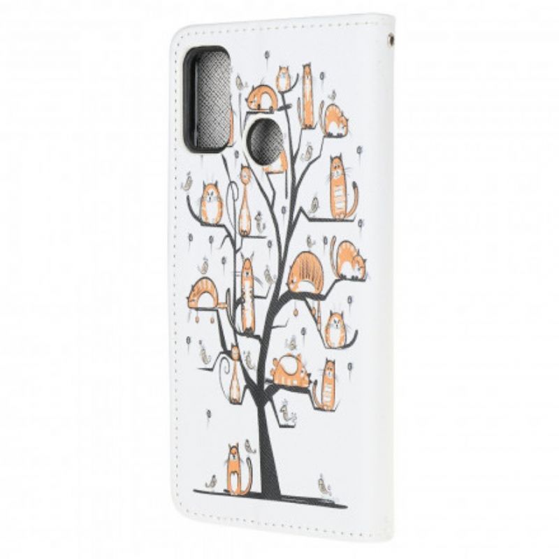 Folio Deksel Moto G30 / G10 Funky Cats Strappy Beskyttelse Deksel