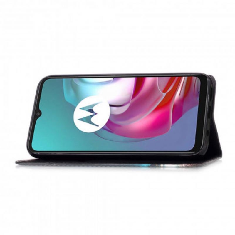 Folio Deksel Moto G30 / G10 Gylne Roser