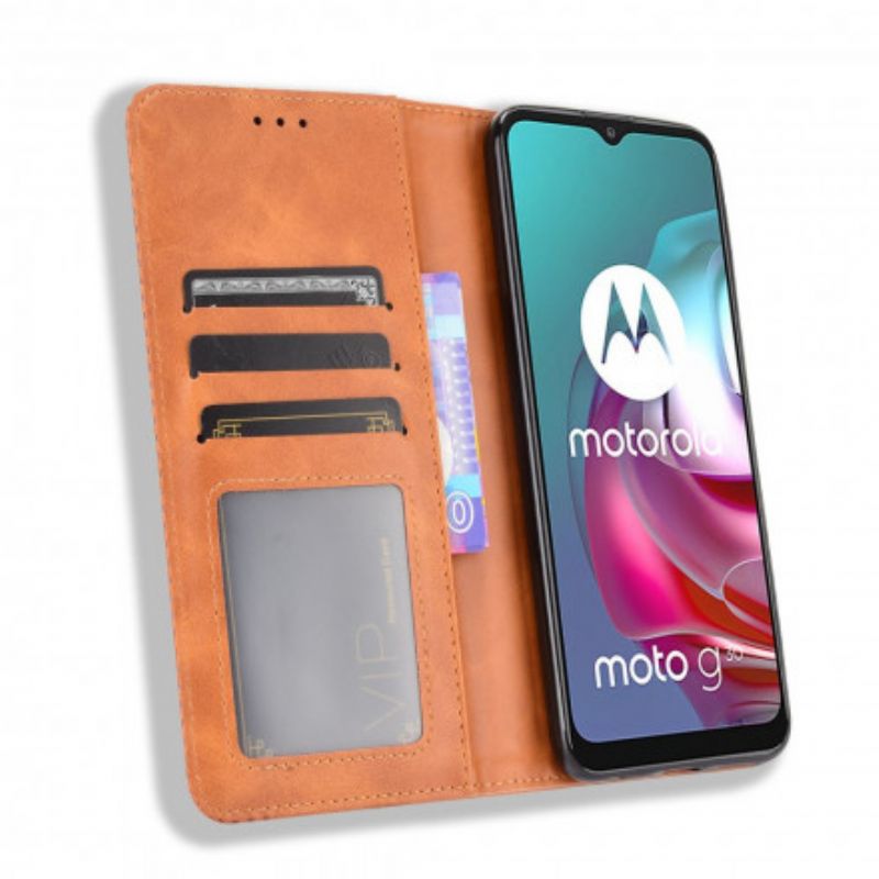 Folio Deksel Moto G30 / G10 Stilisert Vintage Skinneffekt