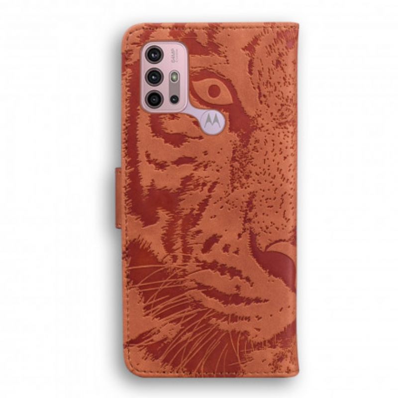 Folio Deksel Til Moto G30 / G10 Tiger Face Print