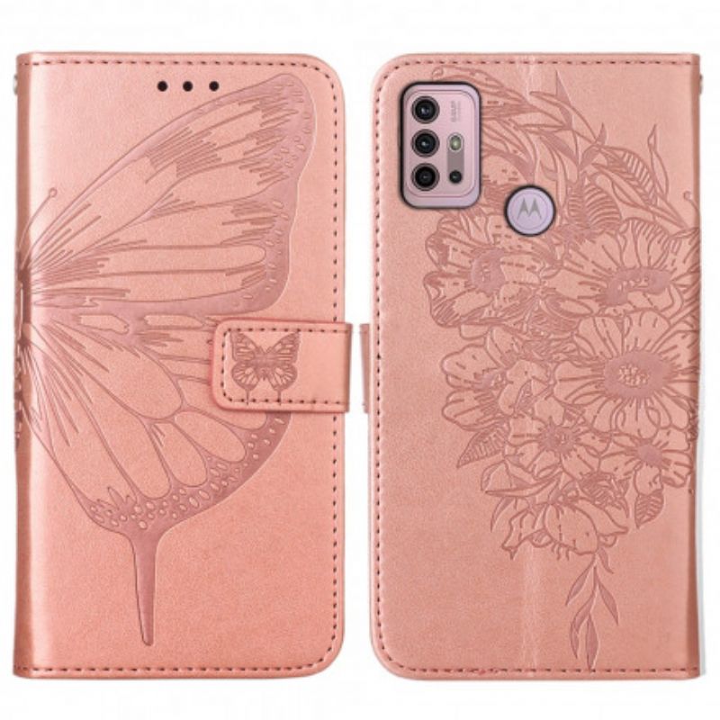 Lærdeksel Folio Deksel Moto G30 / G10 Butterfly Design