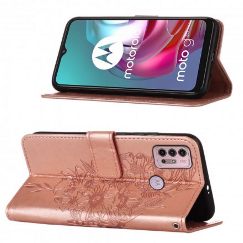 Lærdeksel Folio Deksel Moto G30 / G10 Butterfly Design