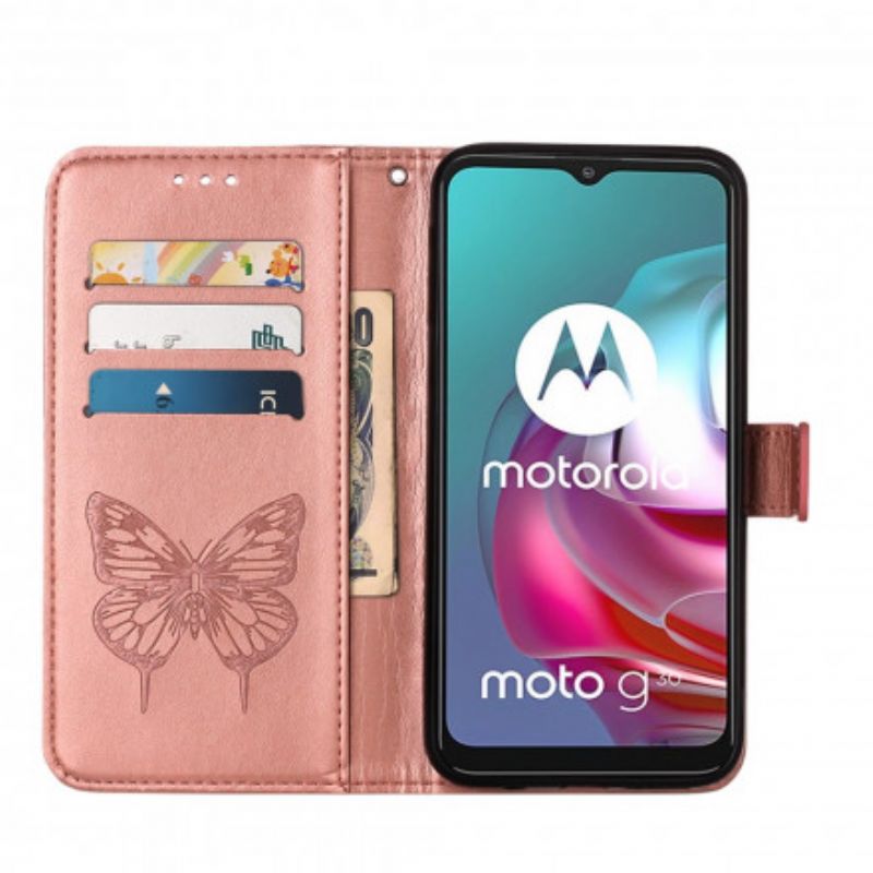 Lærdeksel Folio Deksel Moto G30 / G10 Butterfly Design