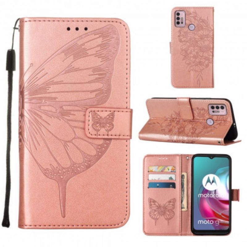 Lærdeksel Folio Deksel Moto G30 / G10 Butterfly Design