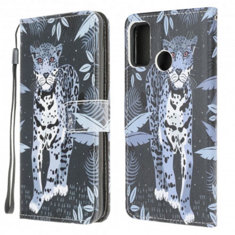 Lærdeksel Folio Deksel Moto G30 / G10 Leopard Strappy