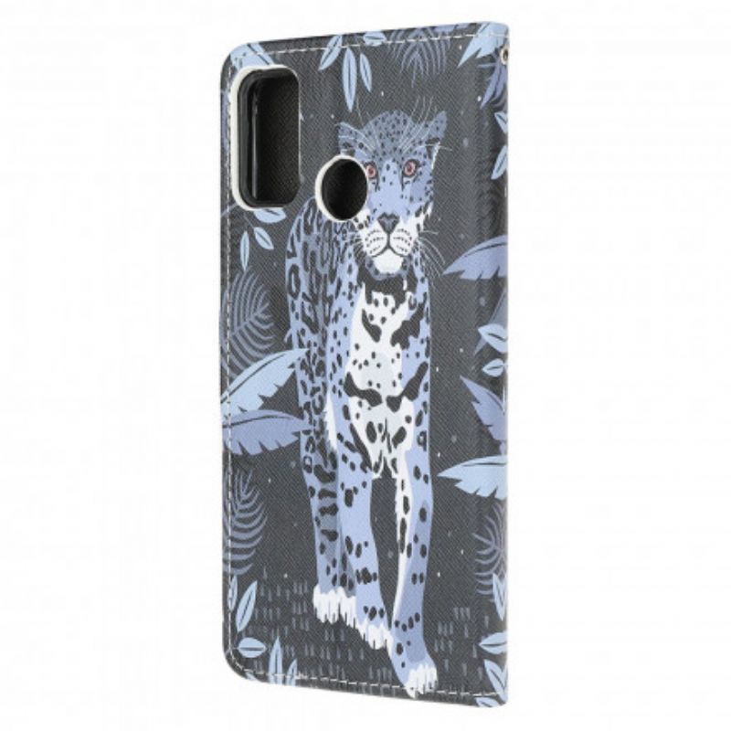 Lærdeksel Folio Deksel Moto G30 / G10 Leopard Strappy