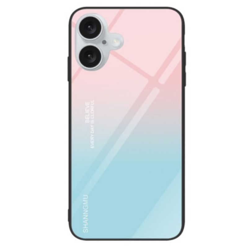 Deksel iPhone 16 Gradient Herdet Glass Rosa Blå Beskyttelse Deksel