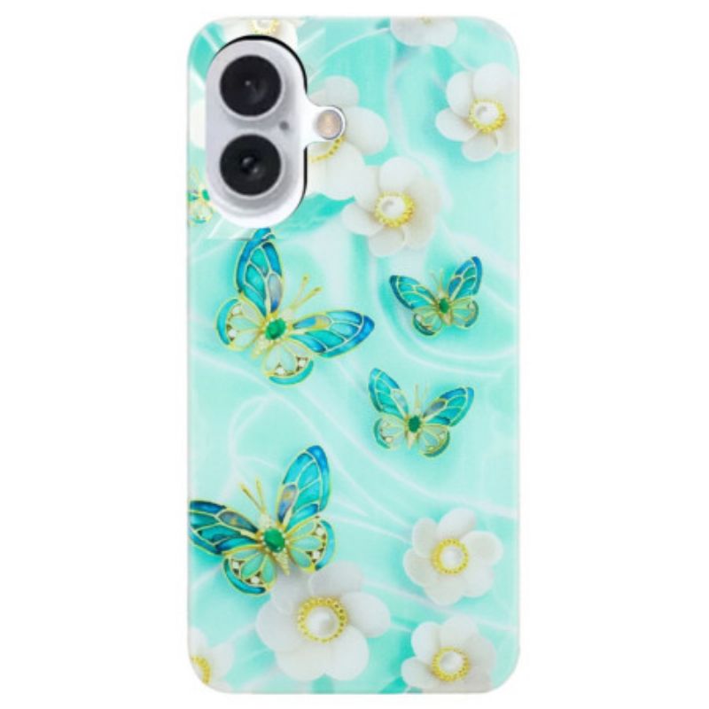 Deksel iPhone 16 Mobildeksel Blomster Og Sommerfugler