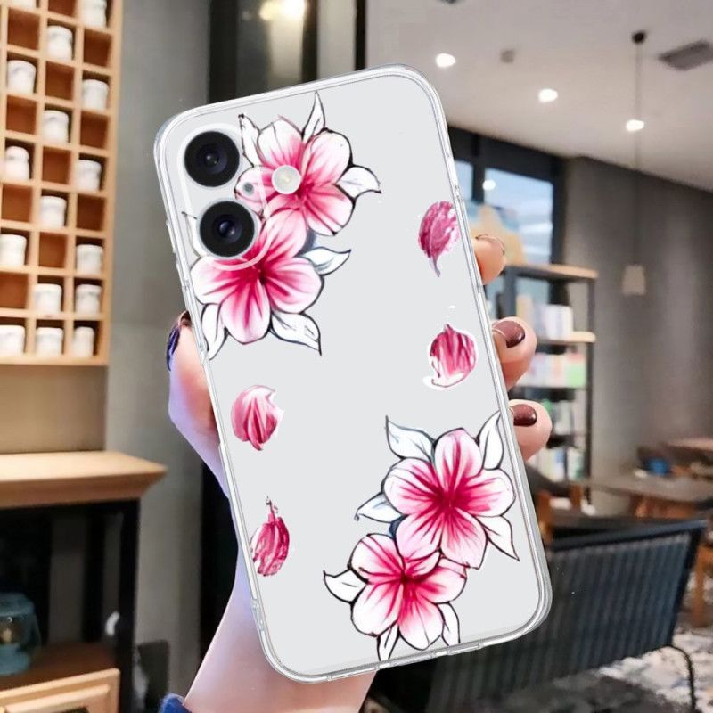 Deksel iPhone 16 Mobildeksel Transparent Edge Cherry Blossom