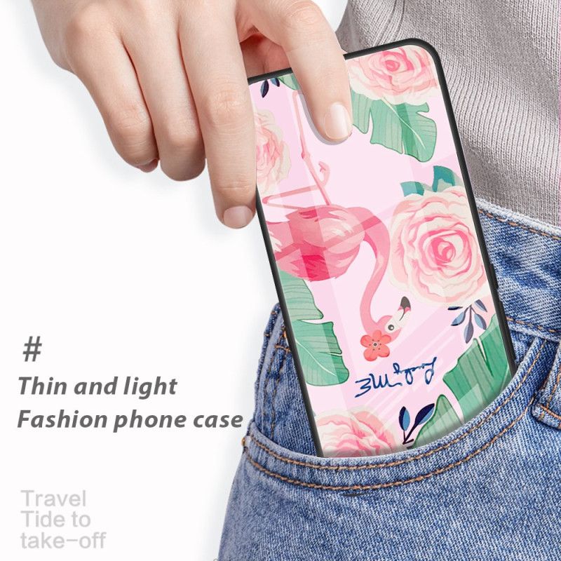 Deksel iPhone 16 Rosa Blomster I Herdet Glass