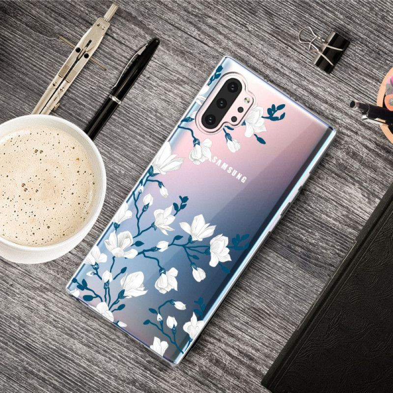 Deksel for Samsung Galaxy Note 10 Plus Hvite Blomster