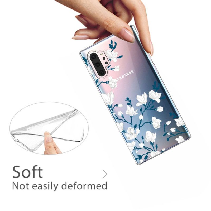 Deksel for Samsung Galaxy Note 10 Plus Hvite Blomster