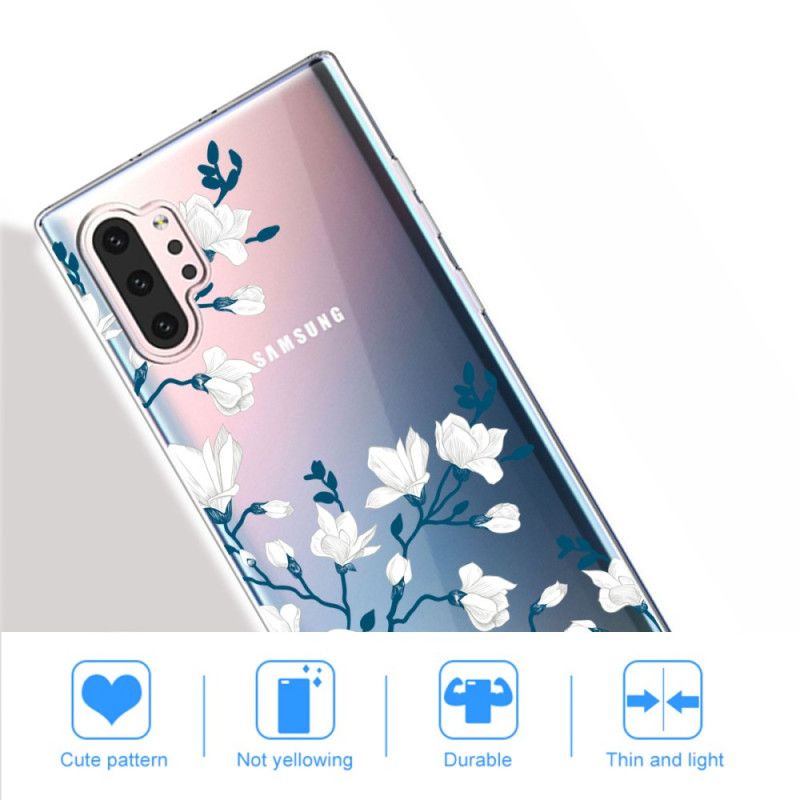 Deksel for Samsung Galaxy Note 10 Plus Hvite Blomster