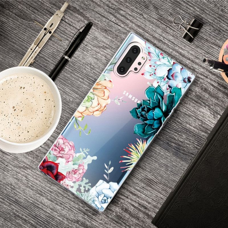 Deksel Samsung Galaxy Note 10 Plus Gjennomsiktige Akvarellblomster