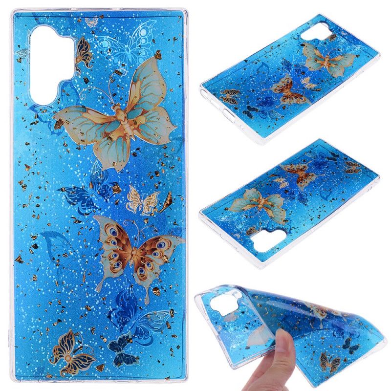 Deksel Samsung Galaxy Note 10 Plus Sommerfugler Og Glitter Anti-fall