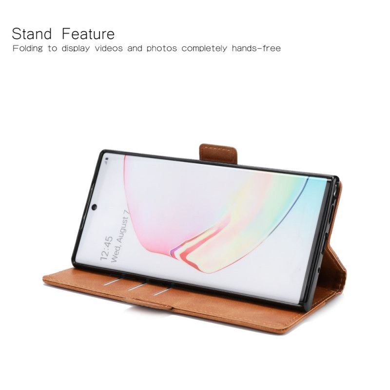 Folio Deksel for Samsung Galaxy Note 10 Plus Brun Tofarget Imitert Skinn