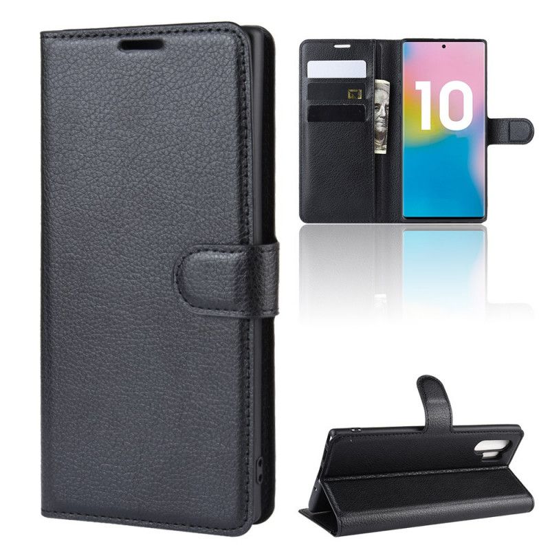 Folio Deksel for Samsung Galaxy Note 10 Plus Svart Klassiske Farger