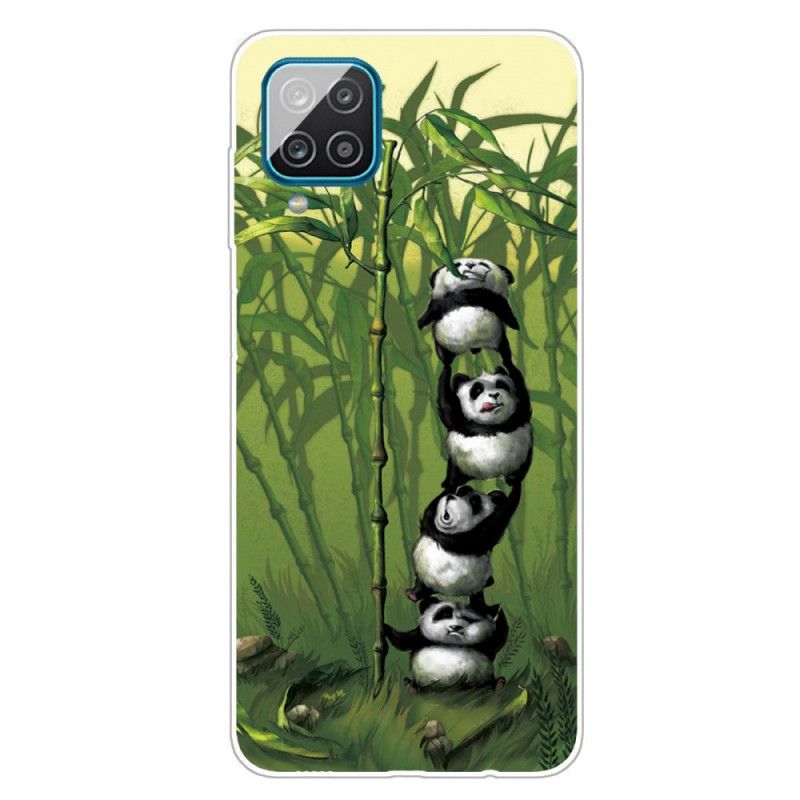 Deksel for Samsung Galaxy A12 Grønn Haug Med Pandaer