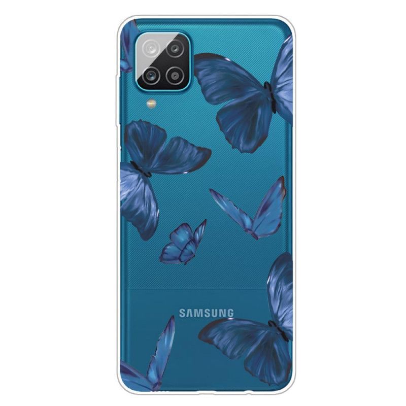 Deksel for Samsung Galaxy A12 Rosa Ville Sommerfugler