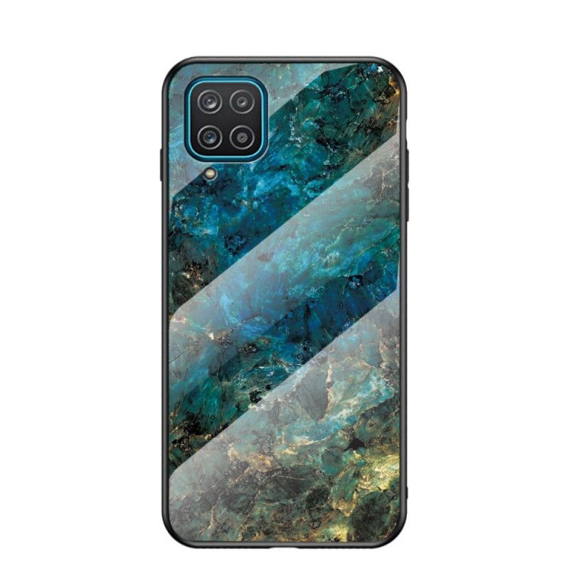 Deksel for Samsung Galaxy A12 Svart Premium Farget Herdet Glass