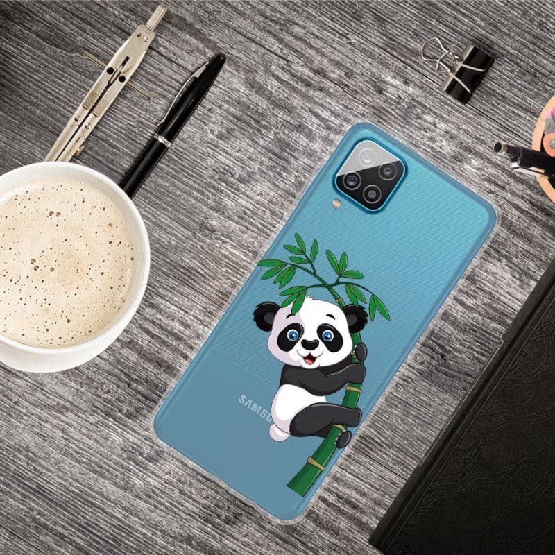 Deksel Samsung Galaxy A12 Gjennomsiktig Panda På Bambus Beskyttelse