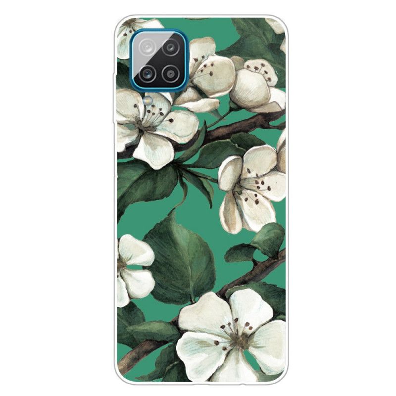 Deksel Samsung Galaxy A12 Mobildeksel Malte Hvite Blomster