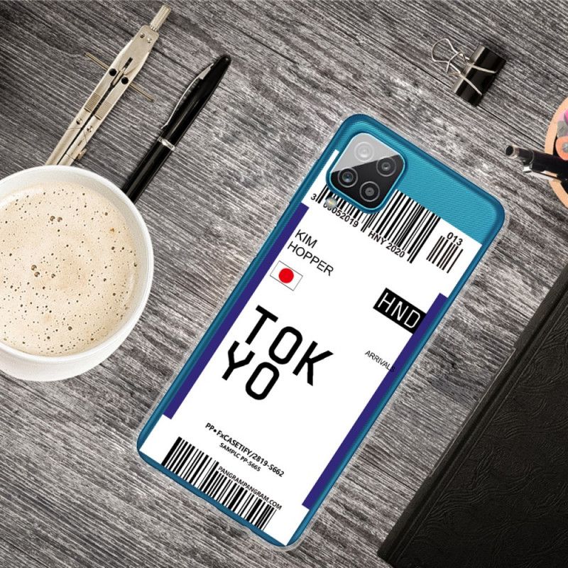 Deksel Samsung Galaxy A12 Svart Boarding Pass Tokyo