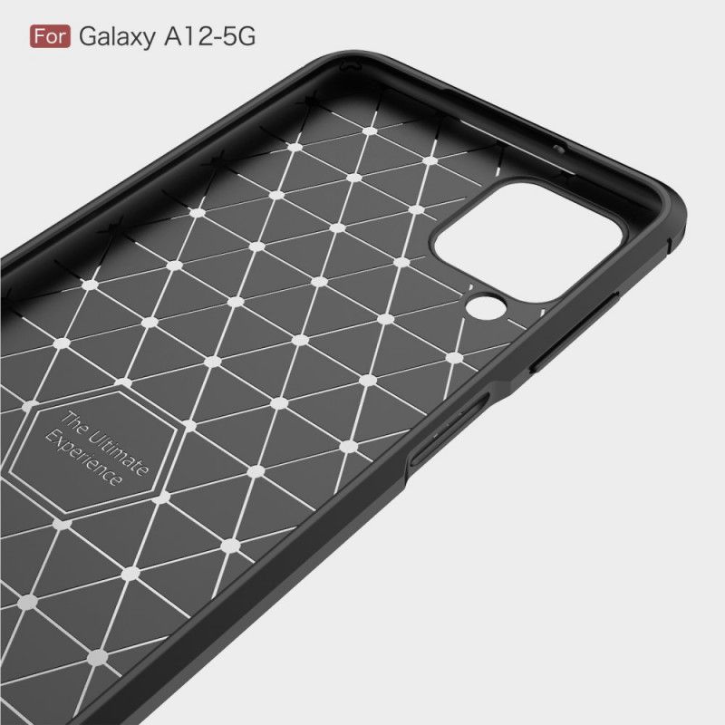 Deksel Samsung Galaxy A12 Svart Børstet Karbonfiber