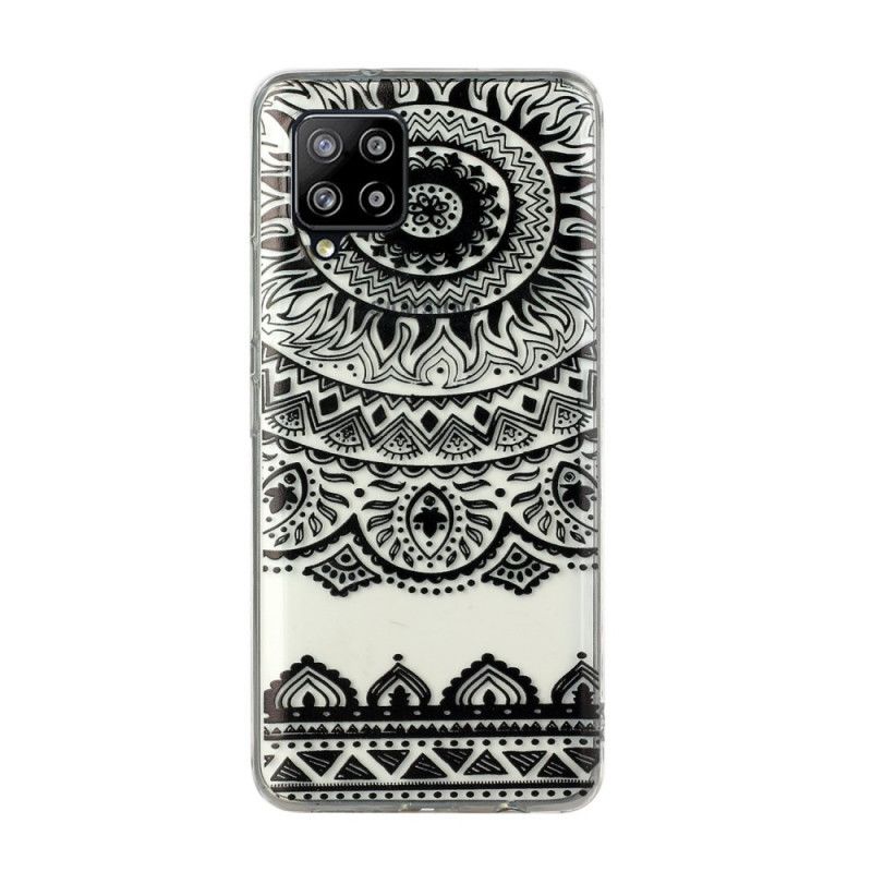 Deksel Samsung Galaxy A12 Svart Mobildeksel Gjennomsiktige Blomstermandala