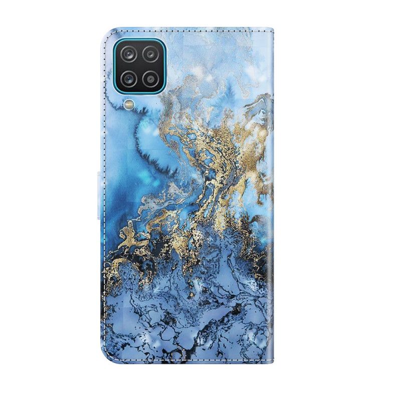 Folio Deksel for Samsung Galaxy A12 Designer Marmor Lyspunkt Med Stropp