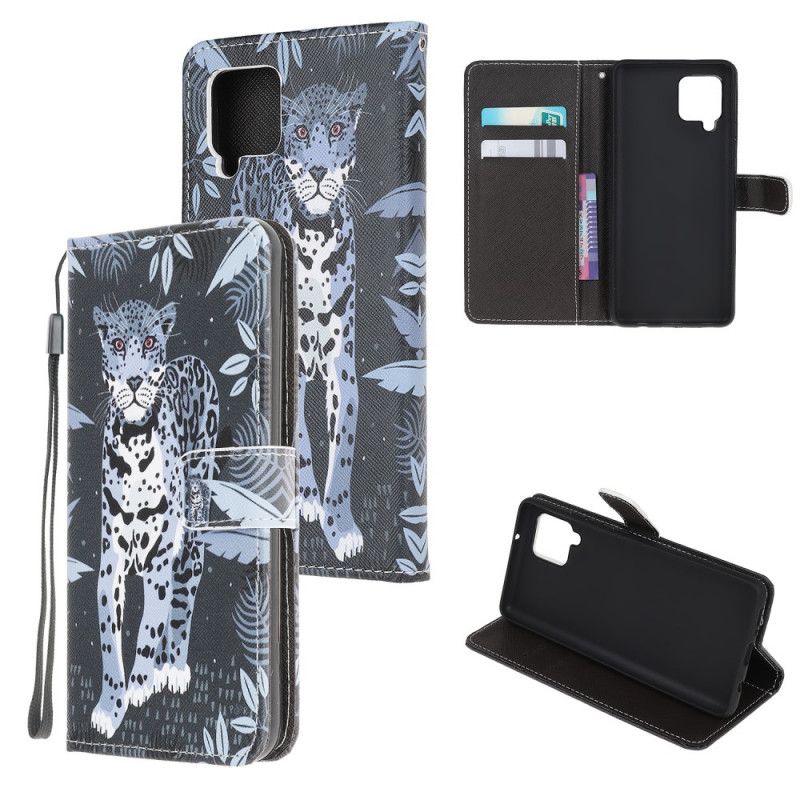 Folio Deksel for Samsung Galaxy A12 Leopard Med Tanga