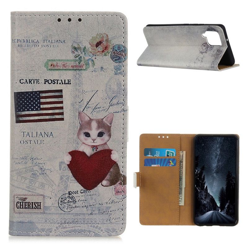 Folio Deksel for Samsung Galaxy A12 Omreisende Katt