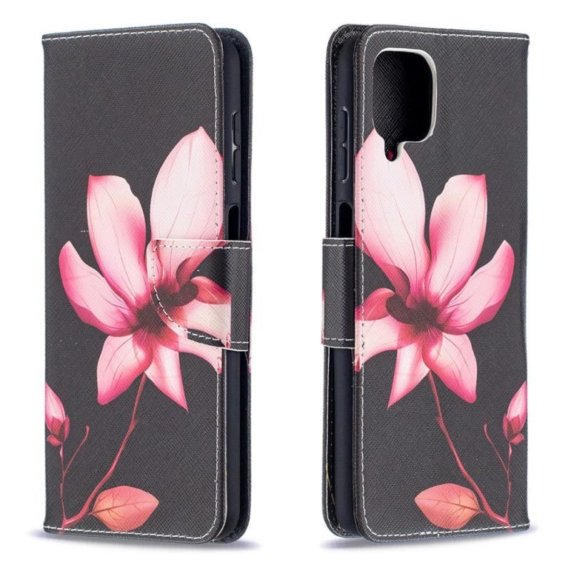 Folio Deksel for Samsung Galaxy A12 Rosa Blomst