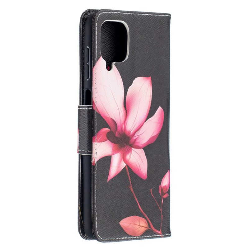 Folio Deksel for Samsung Galaxy A12 Rosa Blomst