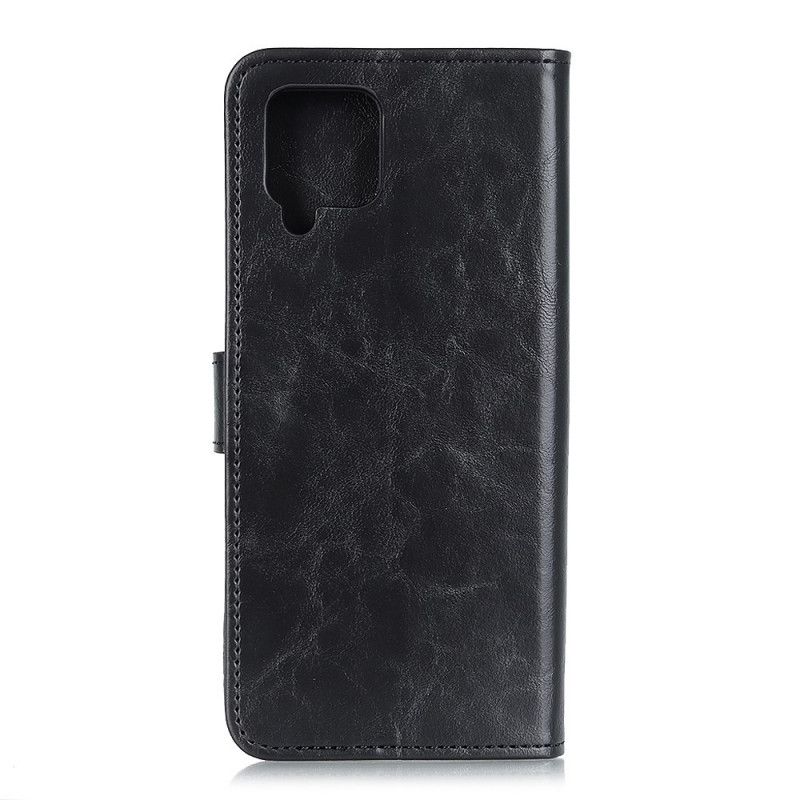 Folio Deksel for Samsung Galaxy A12 Svart Bison Skinn-Effekt