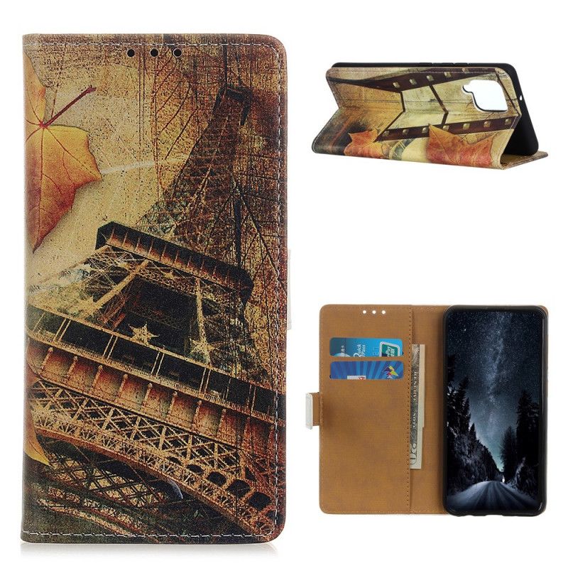 Folio Deksel Samsung Galaxy A12 Eiffeltårnet Om Høsten