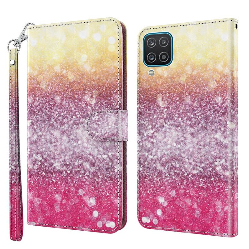 Folio Deksel Samsung Galaxy A12 Magenta Glittergradient