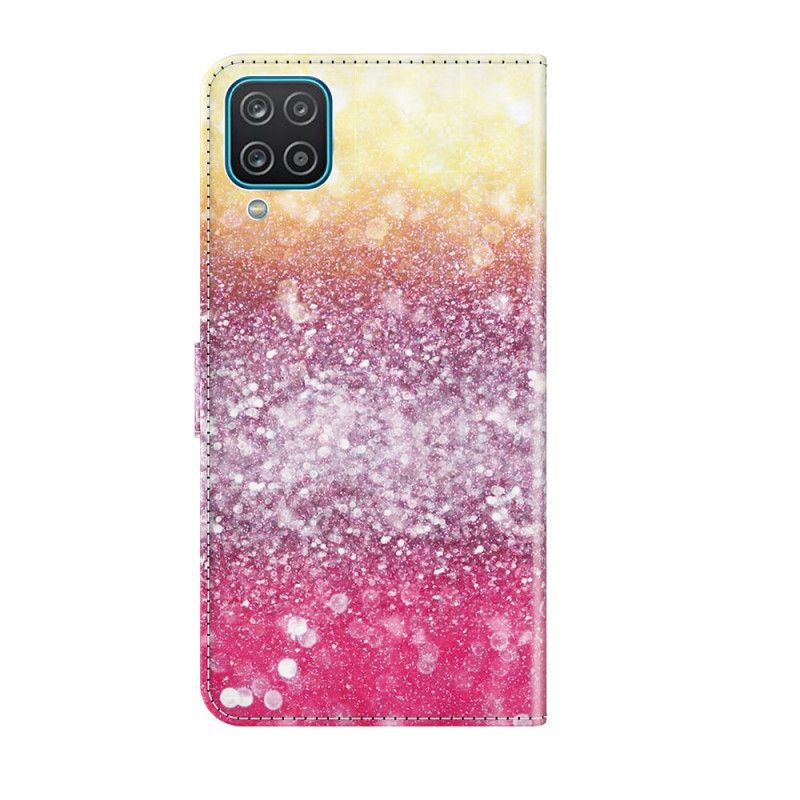 Folio Deksel Samsung Galaxy A12 Magenta Glittergradient