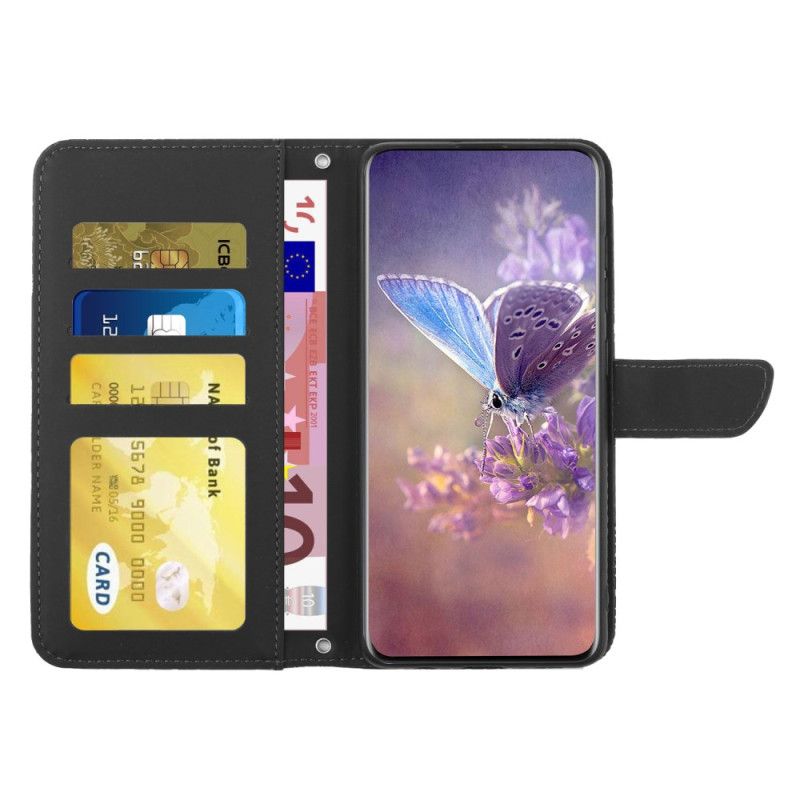 Folio Deksel Samsung Galaxy A55 5g Sommerfugler Med Skulderstropp Beskyttelse Deksel