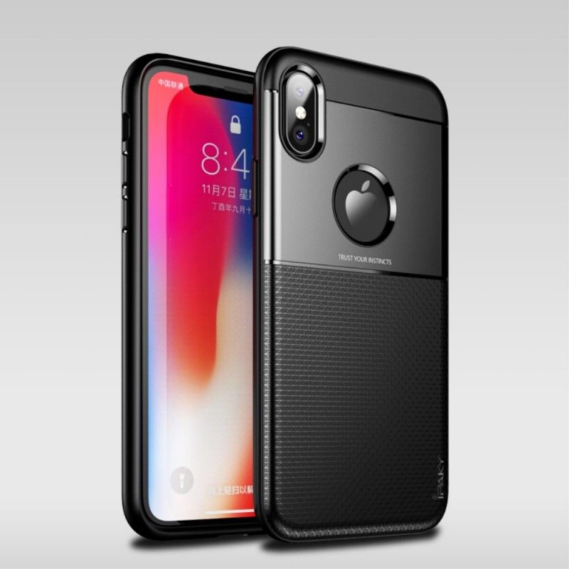 Deksel iPhone XS Brun Ipaky Karbonfiber