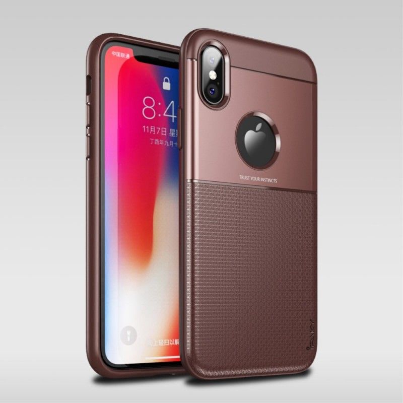 Deksel iPhone XS Brun Ipaky Karbonfiber