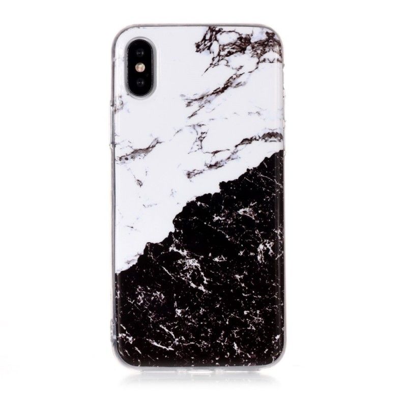 Deksel iPhone XS Hvit Og Svart Marmor