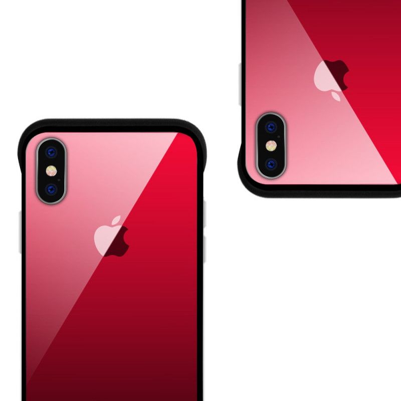 Deksel iPhone XS Rød Farger I Herdet Glass