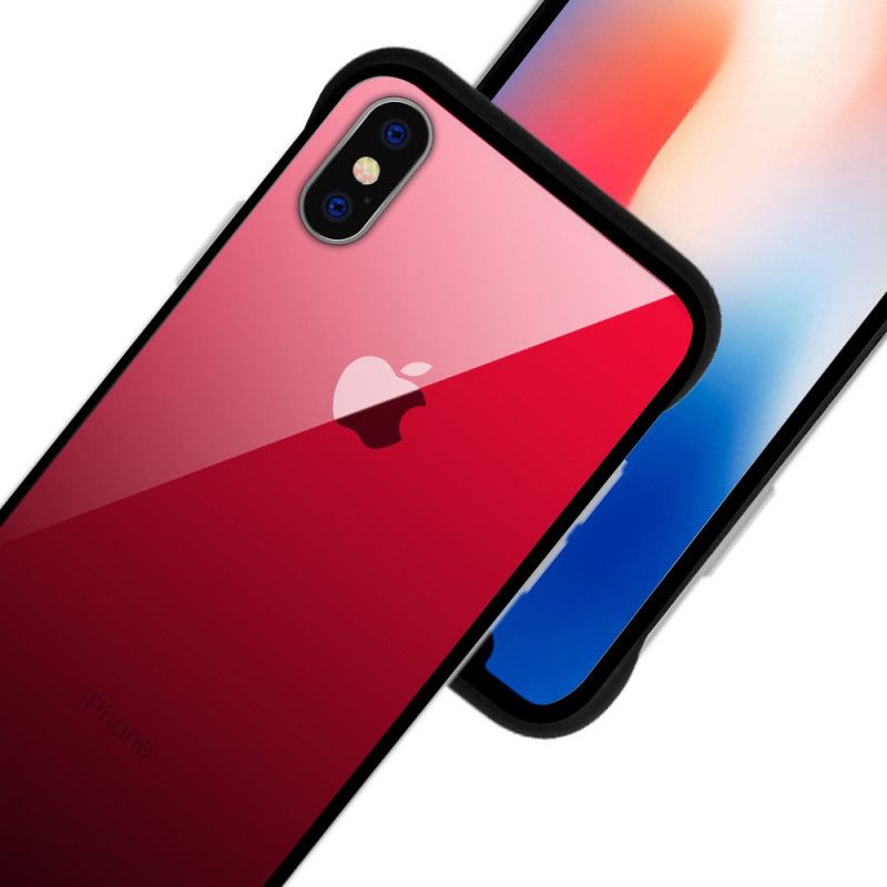 Deksel iPhone XS Rød Farger I Herdet Glass