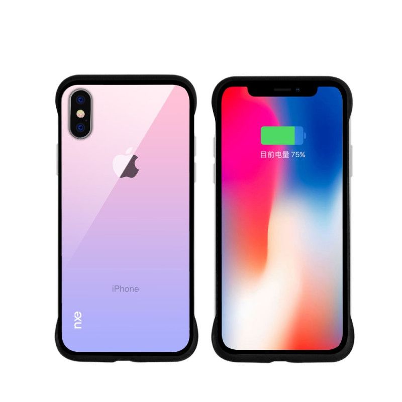 Deksel iPhone XS Rød Farger I Herdet Glass