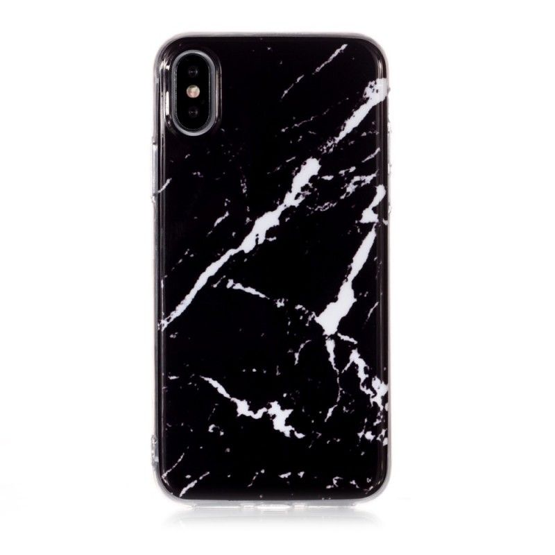 Deksel iPhone XS Svart Mørk Marmor