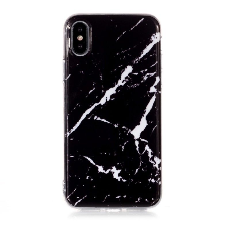 Deksel iPhone XS Svart Og Hvit Marmor